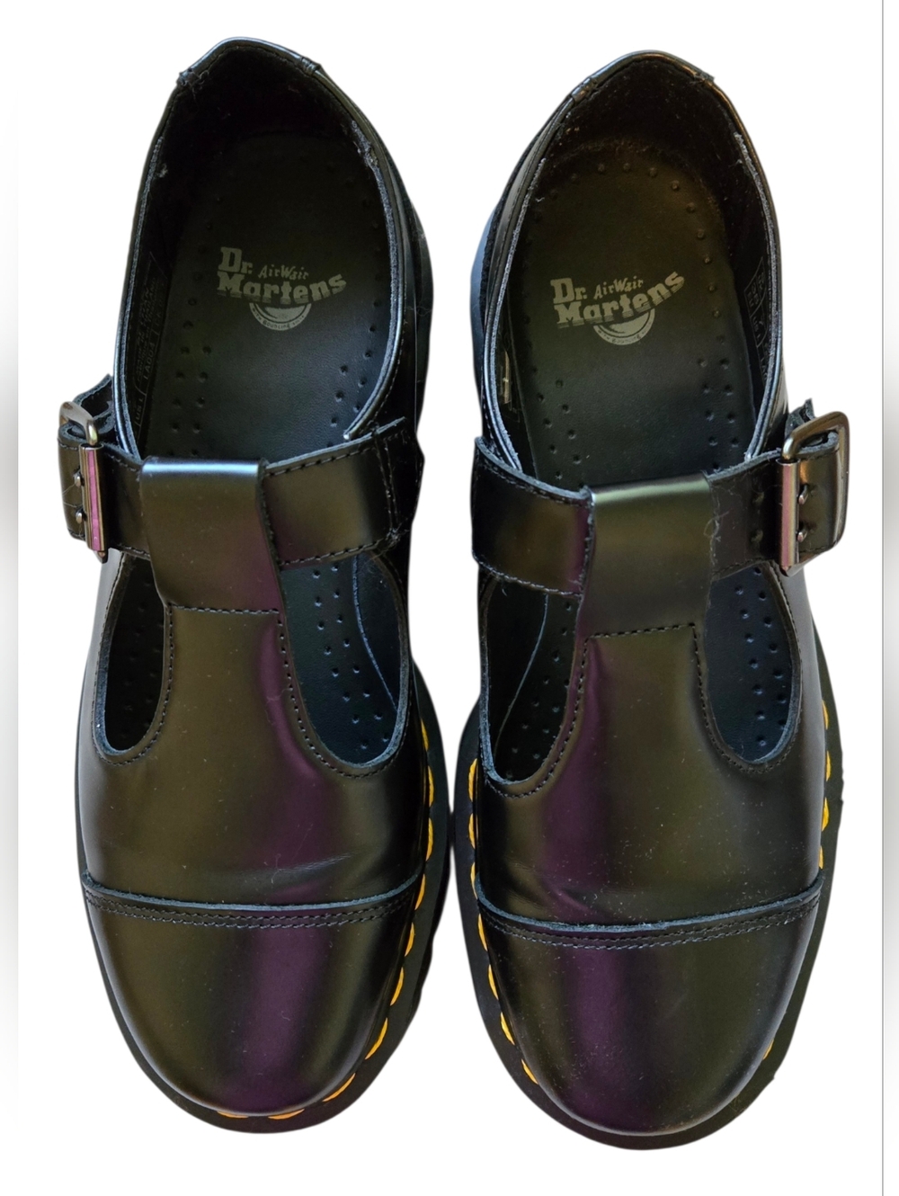 SOLD!! SOLD!! r. Martens Bethan Polished Smooth Leather Platform Mary Janes - Picture 4 of 11
